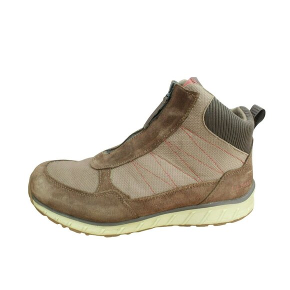LL Bean Sneaker 5 Brown Suede Front Zip Insulated Winter Boots Size 12 M - Picture 1 of 9